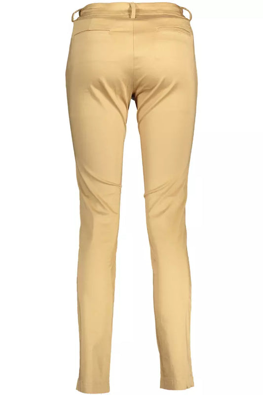 Elegant Beige Slim-Fit Trousers with Logo