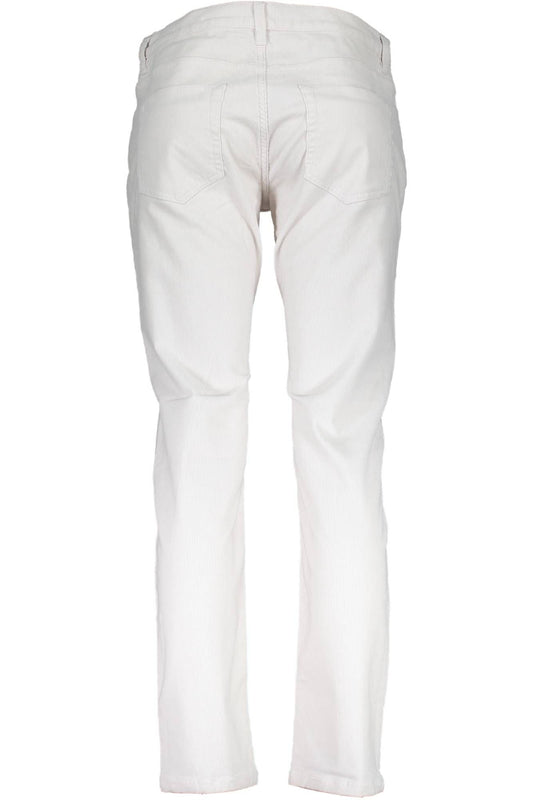 Elegant White Stretch Cotton Trousers