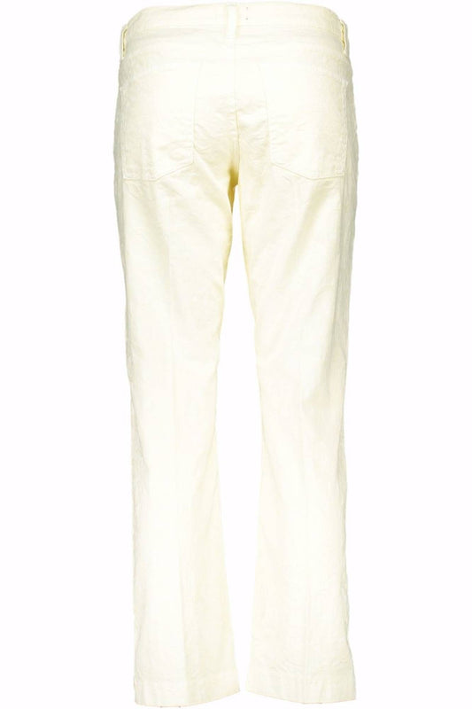 Chic White Cotton Trousers with Logo Detail