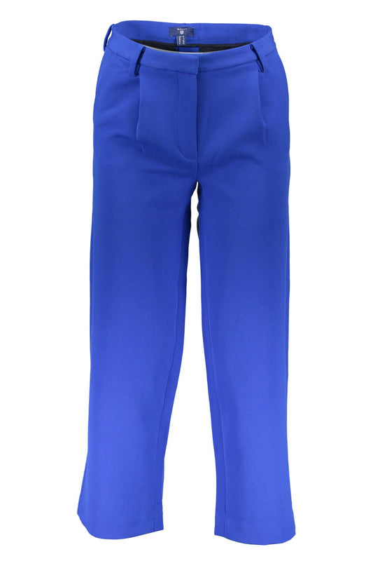 Chic Blue Four-Pocket Trousers with Logo Detail