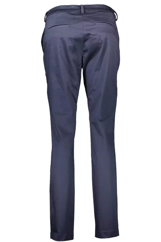 Elegant Blue Classic Trousers with Logo Detail