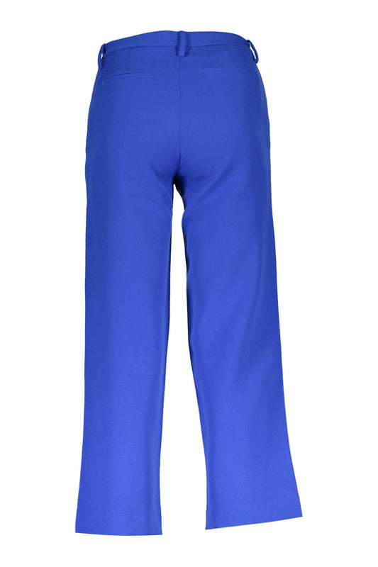 Chic Blue Four-Pocket Trousers with Logo Detail