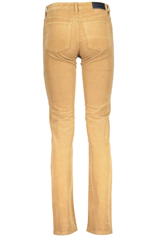 Chic Brown Stretch Cotton Trousers