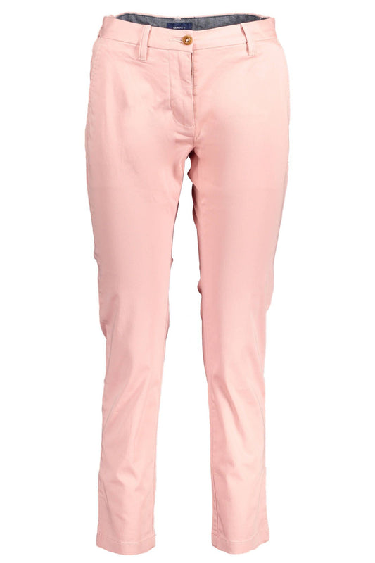Chic Pink Cotton Trousers With Logo Detail