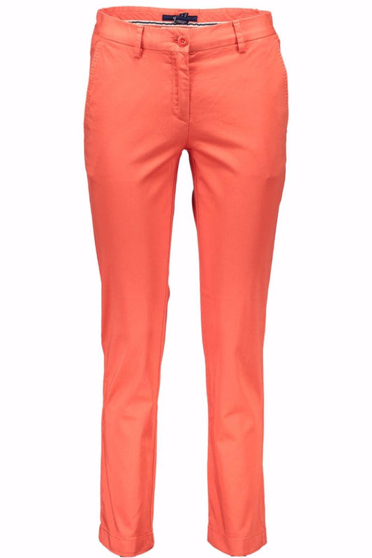 Chic Red Cotton Trousers with Classic Logo