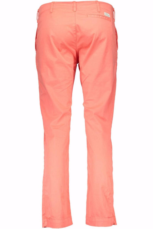 Chic Red Cotton Trousers with Logo Detail