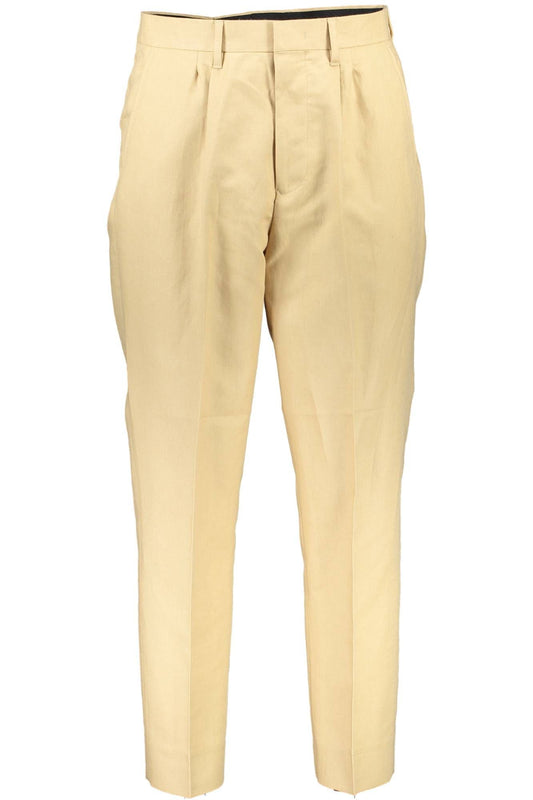Beige Cotton Four-Pocket Trousers