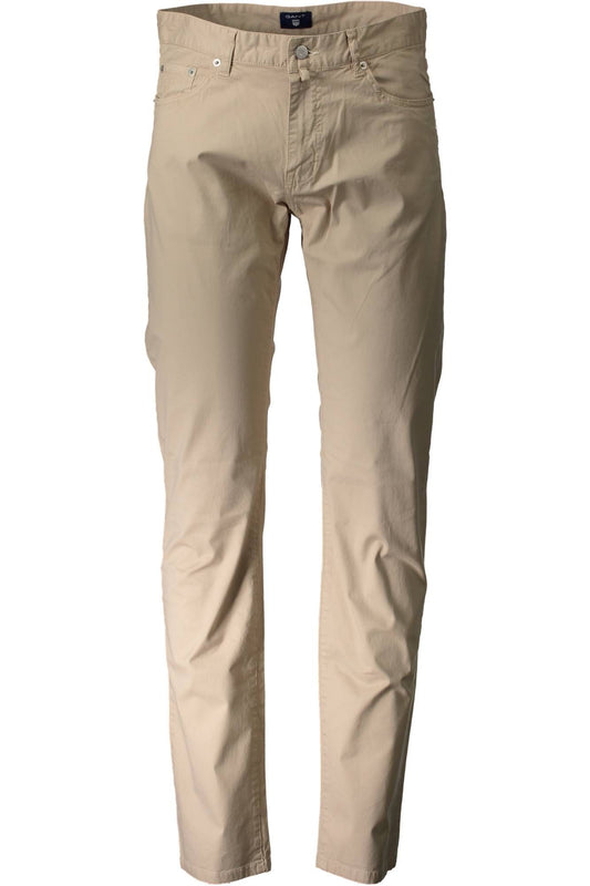 Beige Cotton Classic Trousers - Timeless Style