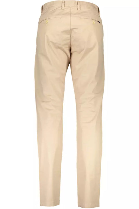 Beige Cotton Stretch Chinos for Sophisticated Style