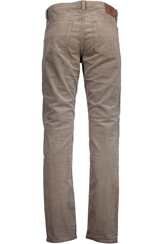 Beige Classic Cotton Trousers with Logo Detail