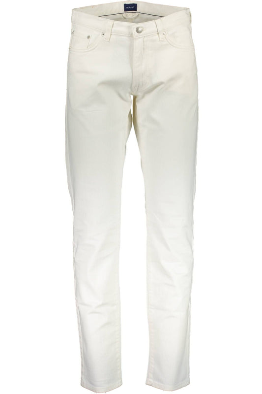 Chic White Slim-Fit Cotton Trousers