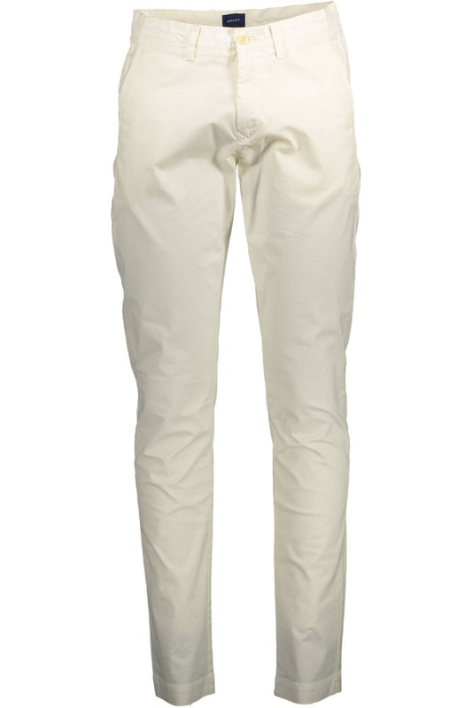 Elegant Slim Cotton Trousers in White