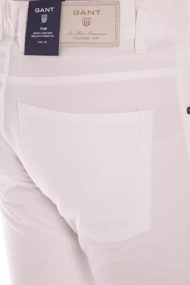 Elegant White Cotton Trousers with Tube Leg