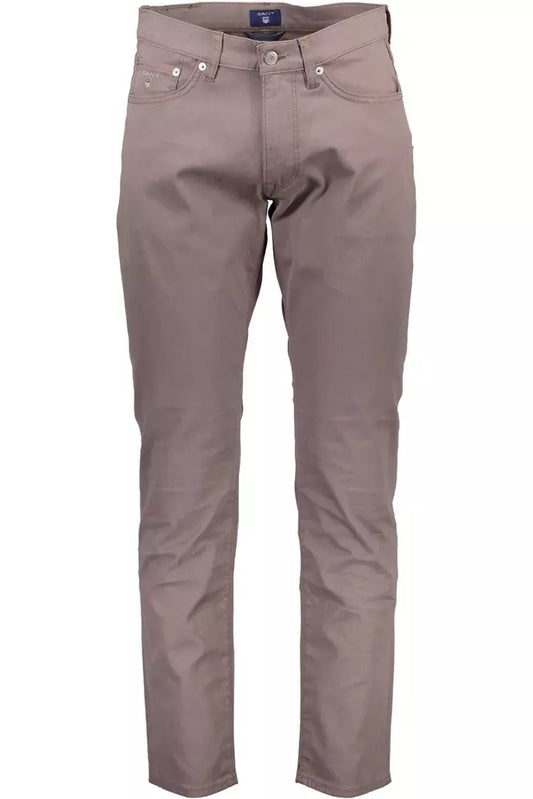 Chic Gray Cotton Blend Trousers