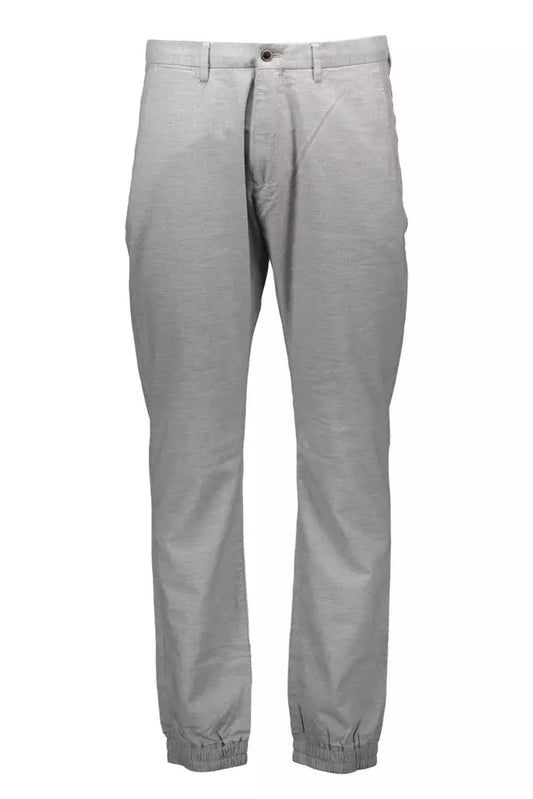 Sleek Gray Cotton Trousers with Classic 5-Pocket Design