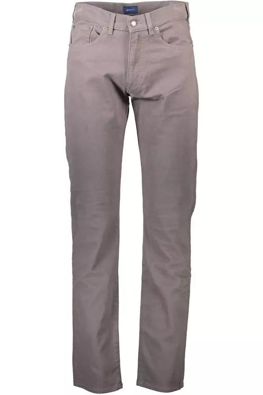 Sophisticated Gray Cotton Stretch Trousers