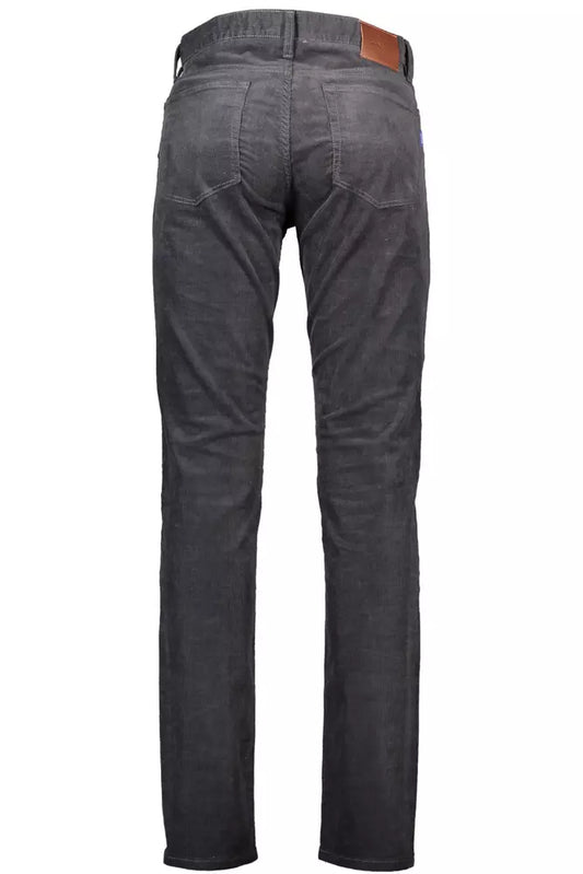 Elegant Gray Cotton Stretch Trousers