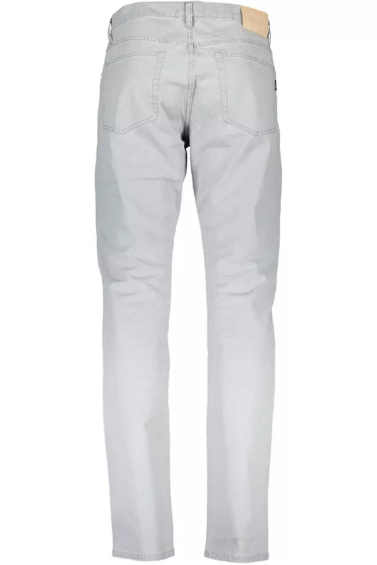 Elegant Gray Cotton Stretch Trousers