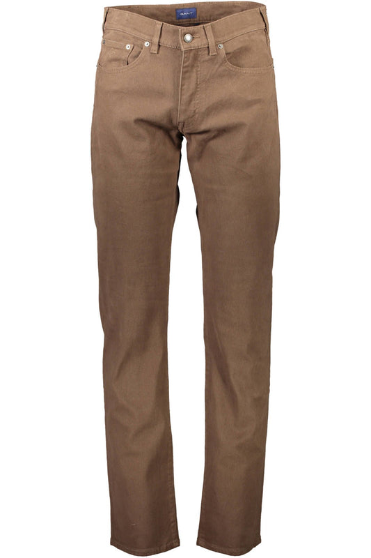 Chic Brown Cotton Trousers with Classic Logo