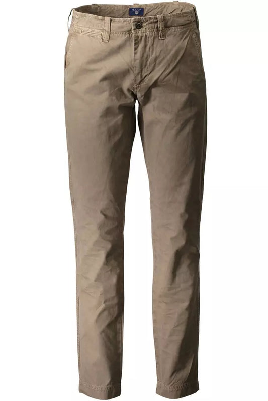 Classic Brown Cotton Trousers with Iconic Logo