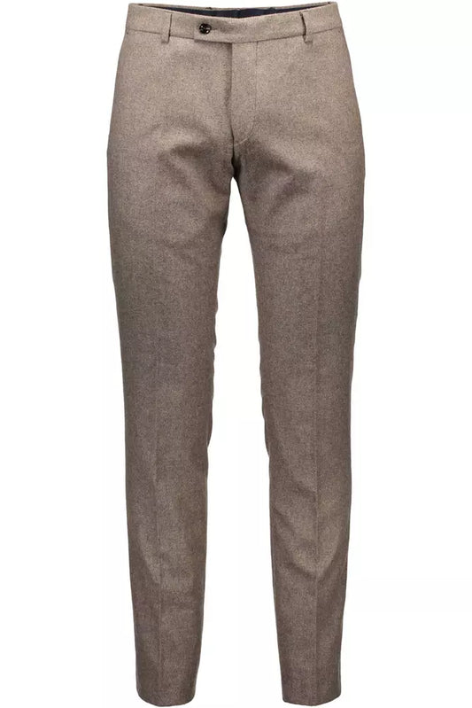 Chic Brown Wool-Blend Tailored Trousers