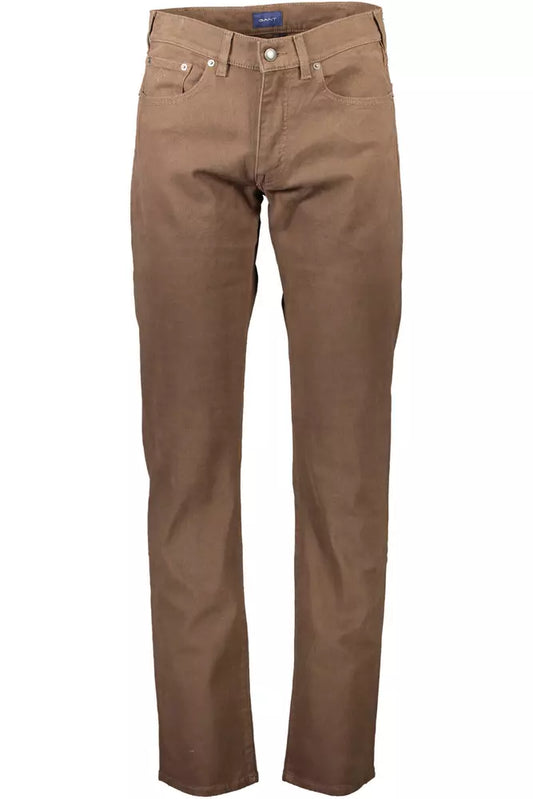 Chic Brown Cotton Stretch Trousers