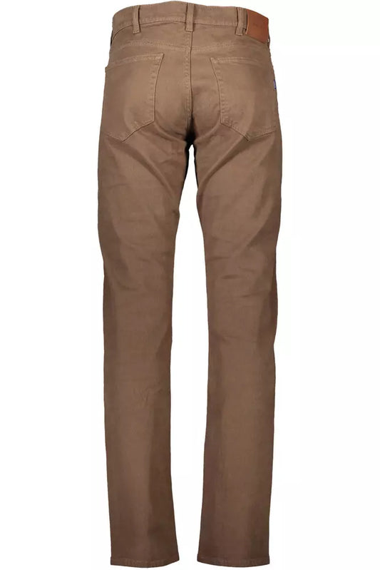 Chic Brown Cotton Stretch Trousers
