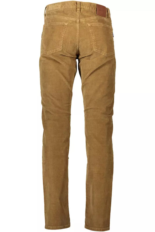 Refined Brown Cotton Stretch Trousers
