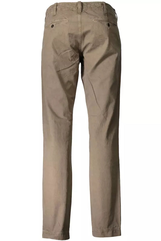 Classic Brown Cotton Trousers with Iconic Logo