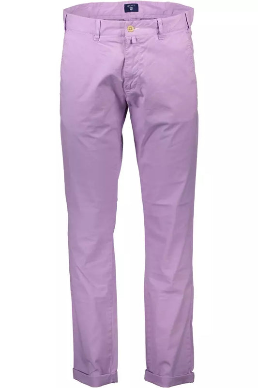Chic Pink Cotton Stretch Trousers