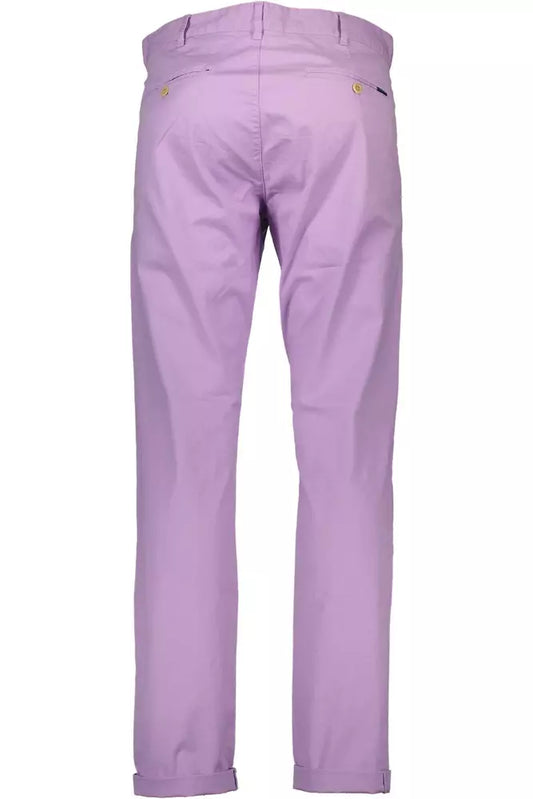 Chic Pink Cotton Stretch Trousers