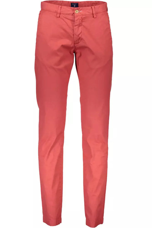 Chic Red Slim-Fit 5-Pocket Trousers