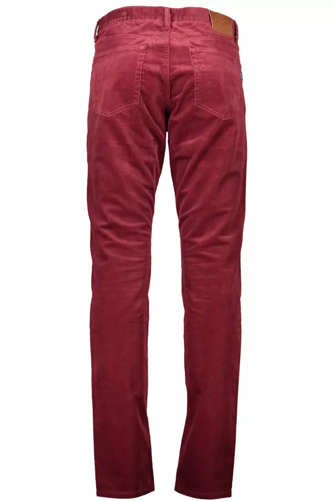 Elegant Red Cotton Stretch Trousers