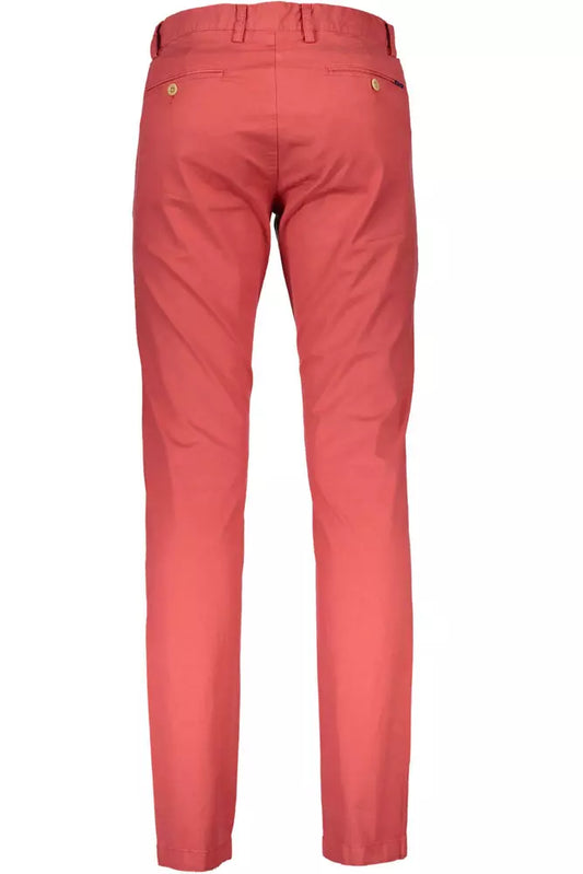 Chic Red Slim-Fit 5-Pocket Trousers