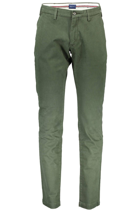 Classic Green Cotton Trousers with Logo Detail