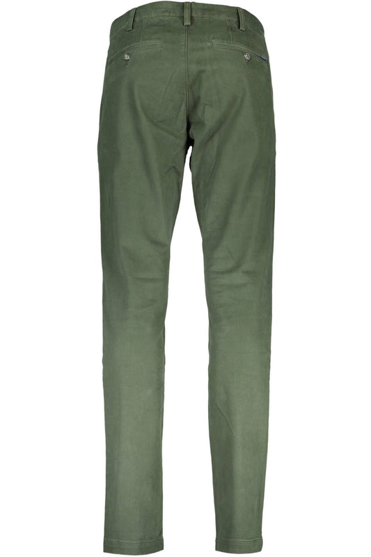 Classic Green Cotton Trousers with Logo Detail