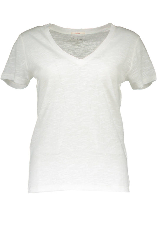 Chic V-Neck Short Sleeve Tee With Logo Accent