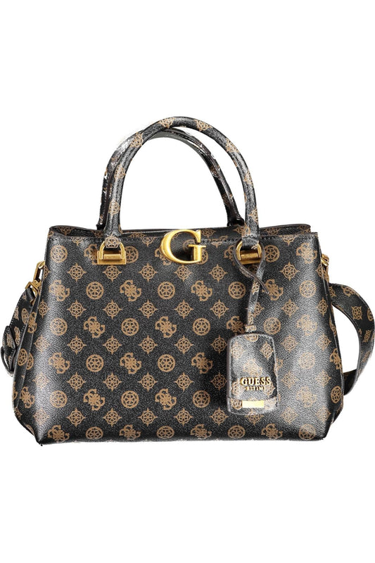 Chic Brown Polyurethane Handbag for Modern Elegance