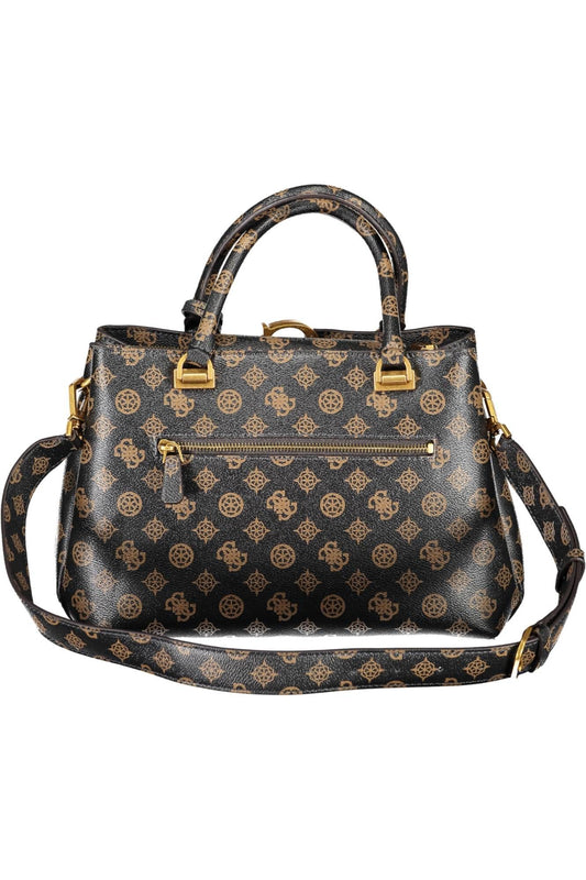 Chic Brown Polyurethane Handbag for Modern Elegance