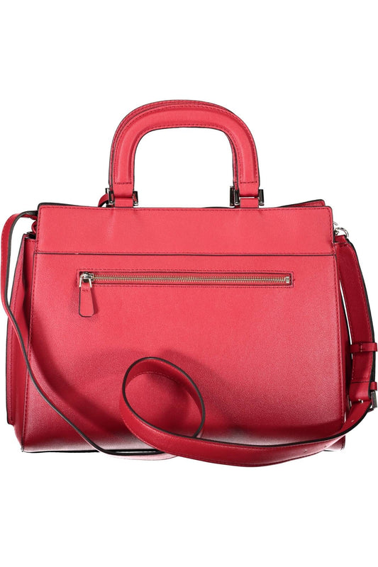 Chic Red Cotton Tote with Detachable Strap