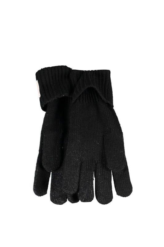 Chic Woolen Black Gloves with Iconic Logo