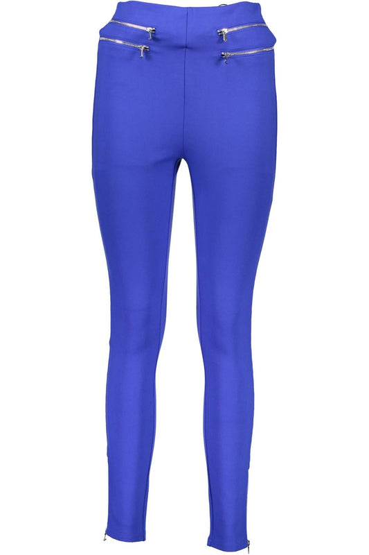 Elegant Blue Trousers with Contrast Details