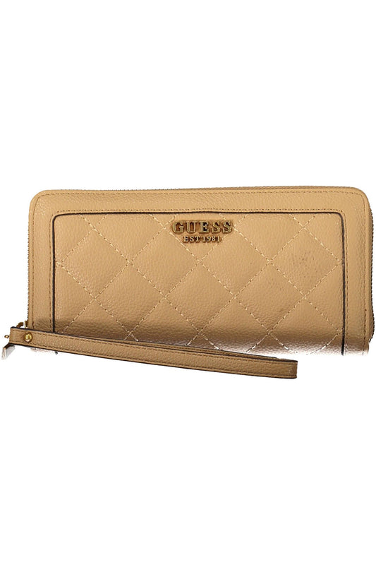 Chic Beige Multi-Compartment Wallet with Contrasting Details