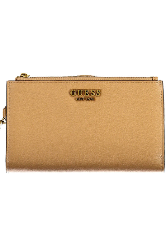 Elegant Brown Tri-Fold Wallet with Phone Holder