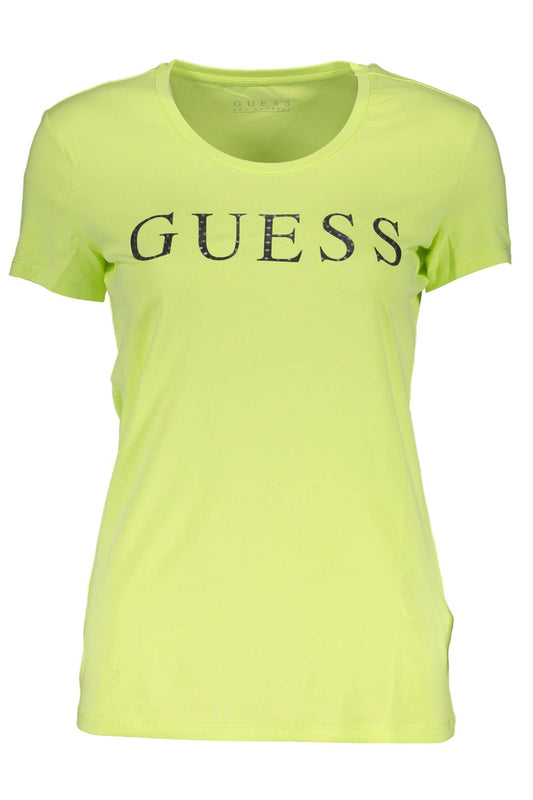 Chic Yellow Logo Tee with Short Sleeves