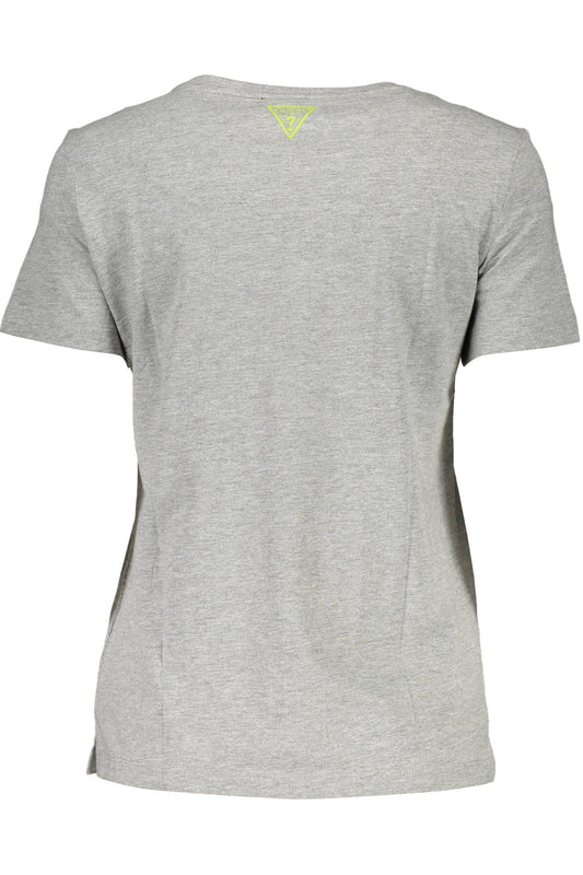Chic Gray Embroidered Logo Tee