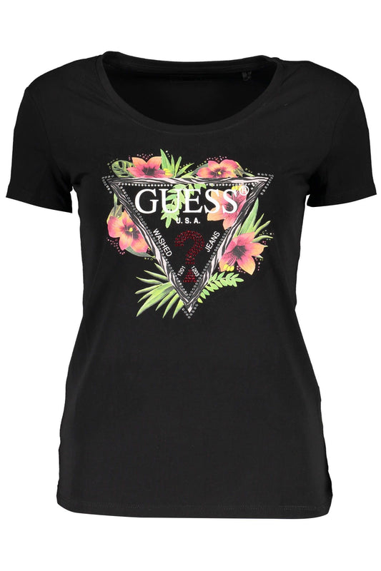 Chic Black Cotton Tee with Logo Detail