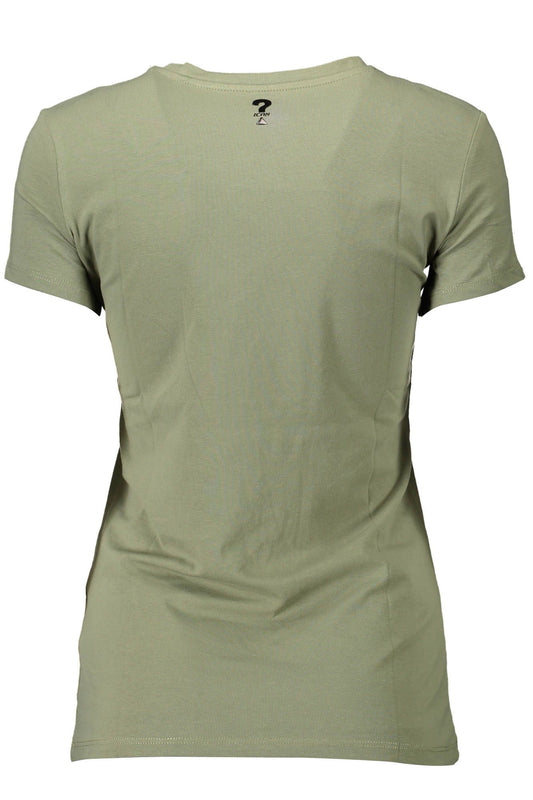 Chic V-Neck Green Tee with Classic Logo