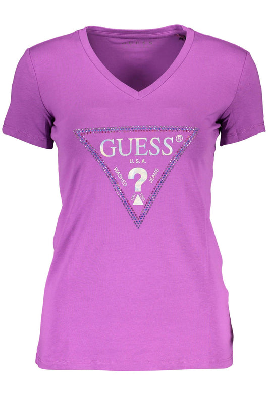 Vibrant Purple V-Neck Tee with Chic Detailing