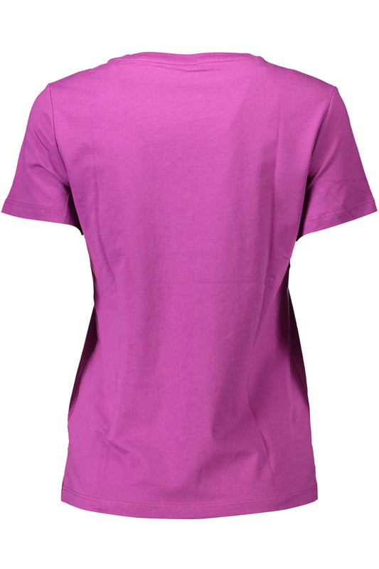 Purple Cotton Crew Neck Logo Tee